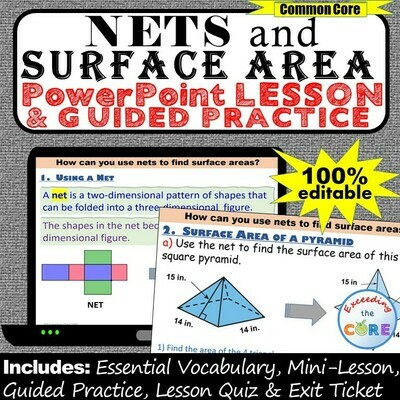 NETS AND SURFACE AREA PowerPoint Lesson AND Guided Practice