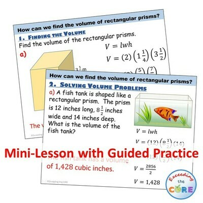 VOLUME OF RECTANGULAR PRISMS PowerPoint Lesson AND Guided Practice