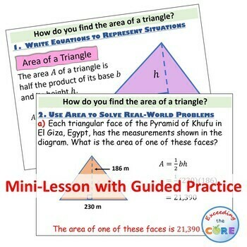 AREA OF TRIANGLES PowerPoint Lesson AND Guided Practice
