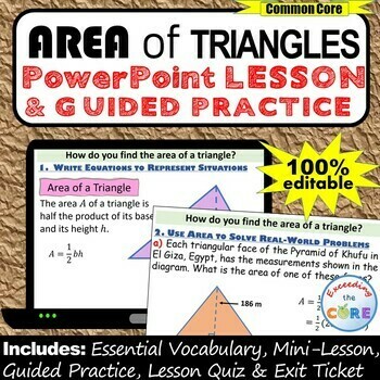AREA OF TRIANGLES PowerPoint Lesson AND Guided Practice