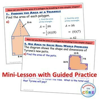 AREA OF POLYGONS PowerPoint Lesson AND Guided Practice
