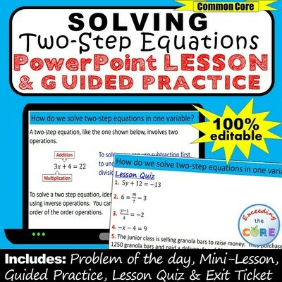 SOLVING TWO-STEP EQUATIONS PowerPoint Lesson & Guided Practice
