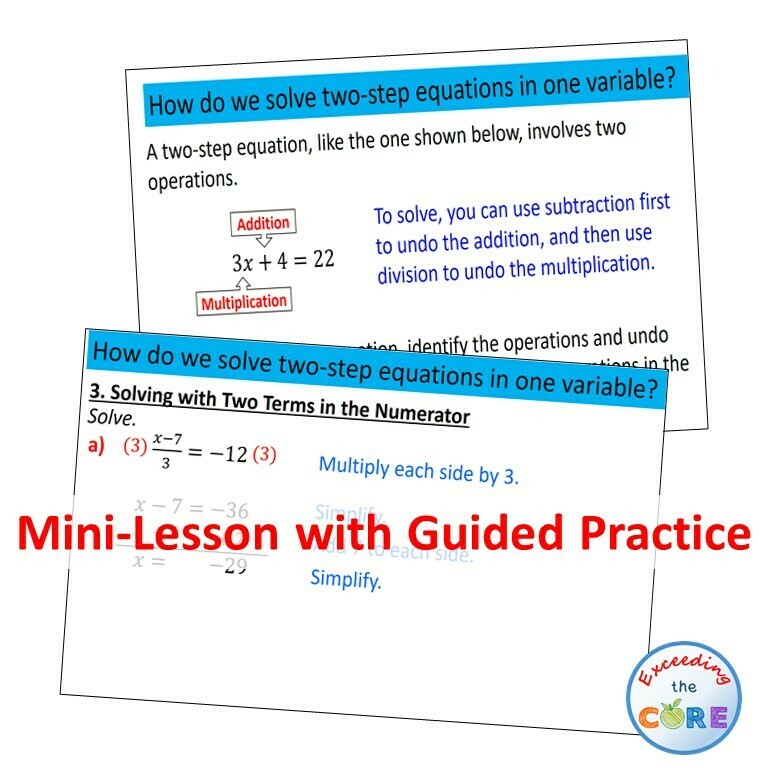 SOLVING TWO-STEP EQUATIONS PowerPoint Lesson &amp; Guided Practice