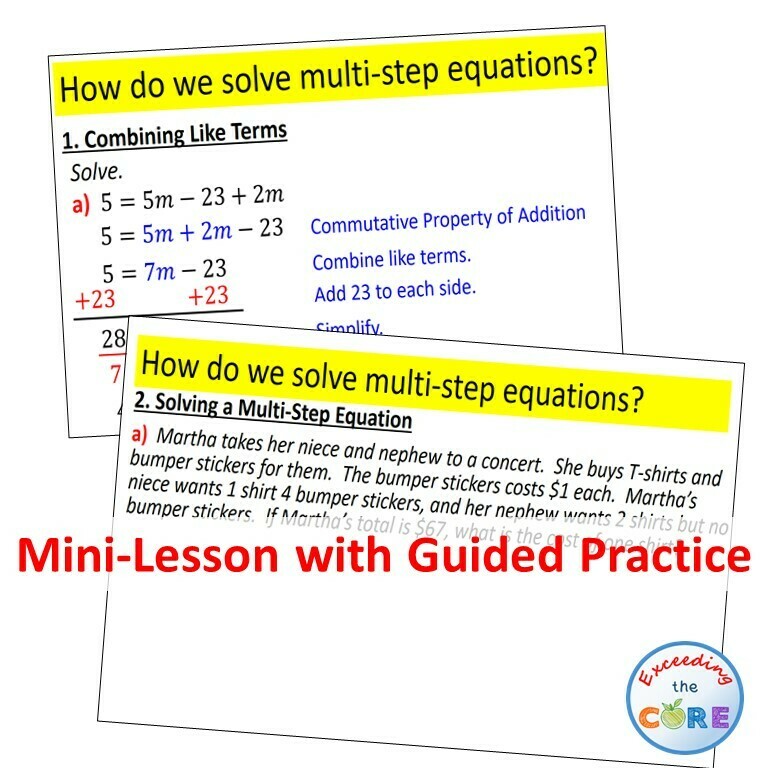 SOLVING MULTI-STEP EQUATIONS PowerPoint Lesson &amp; Practice