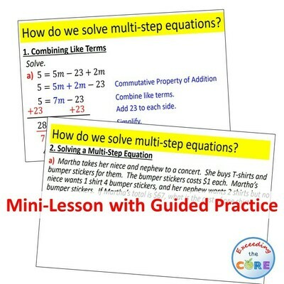 SOLVING MULTI-STEP EQUATIONS PowerPoint Lesson &amp; Practice