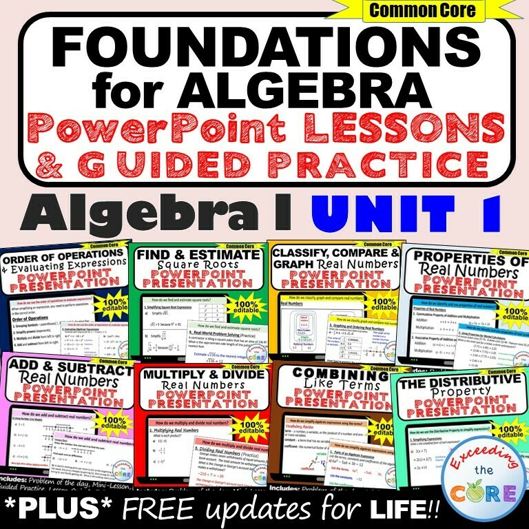 FOUNDATIONS FOR ALGEBRA Mini-Lessons &amp; Practice - Algebra 1