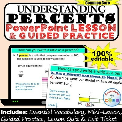 UNDERSTANDING PERCENTS PowerPoint Lesson &amp; Guided Practice