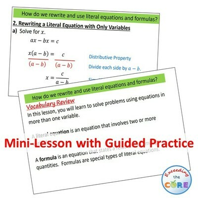 SOLVING LITERAL EQUATIONS &amp; FORMULAS PowerPoint Lesson