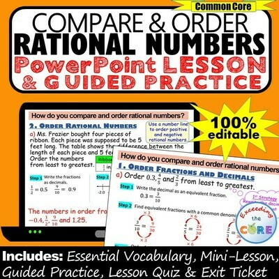 COMPARE & ORDER RATIONAL NUMBERS PowerPoint Lesson & Practice
