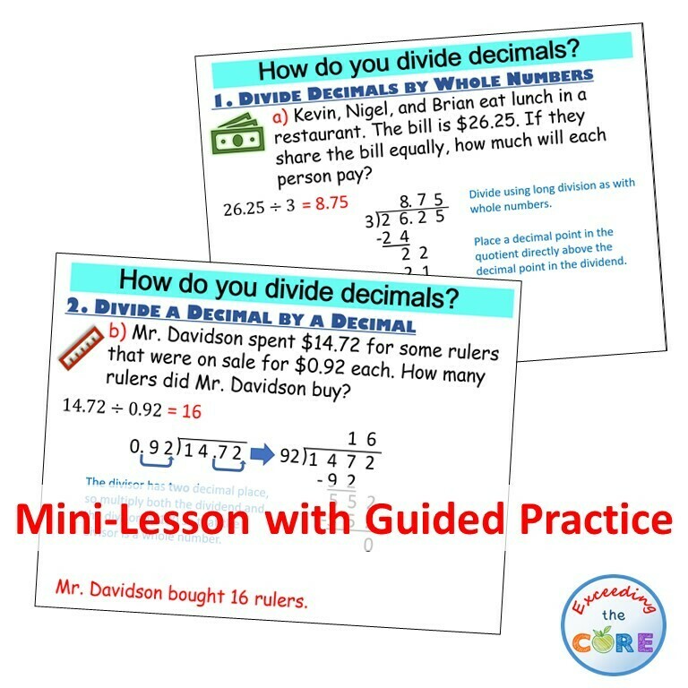 DIVIDE DECIMALS PowerPoint Lesson &amp; Guided Practice