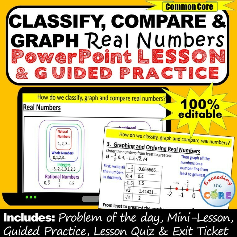 CLASSIFY, GRAPH &amp; COMPARE REAL NUMBERS PowerPoint Lesson
