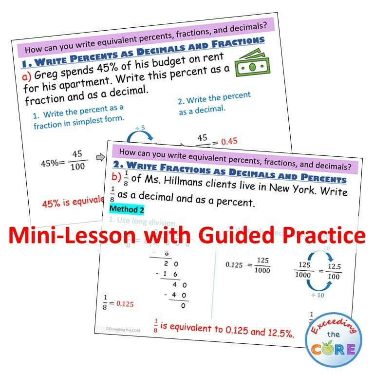 PERCENTS, FRACTIONS &amp; DECIMALS PowerPoint Lesson &amp; Practice