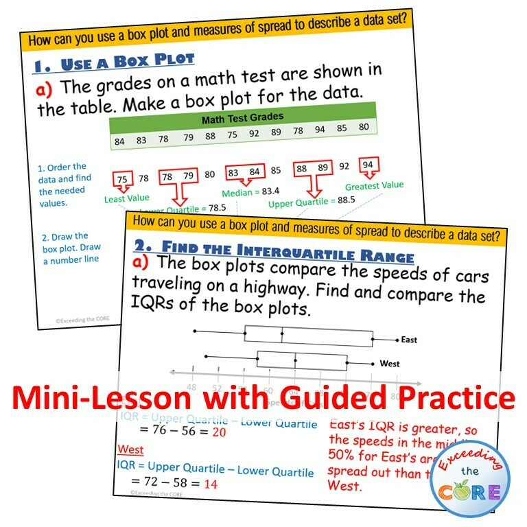 BOX PLOTS (Box-and-Whisker Plots) PowerPoint Lesson AND Guided Practice