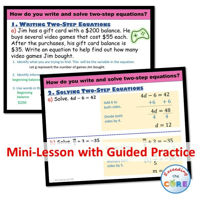 WRITE AND SOLVE TWO-STEP EQUATIONS PowerPoint Lesson &amp; Practice DIGITAL