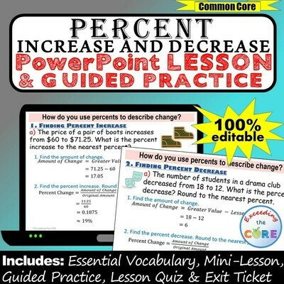 PERCENT INCREASE AND DECREASE PowerPoint Lesson AND Guided Practice - DIGITAL