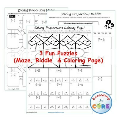 SOLVING PROPORTIONS Maze, Riddle, Color by Number Coloring Page Math Activity