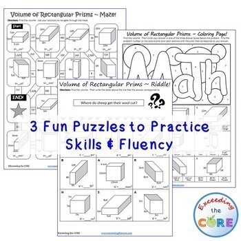 VOLUME OF RECTANGULAR PRISMS BUNDLE Error Analysis, Graphic Organizers, Puzzles