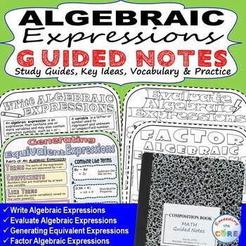 ALGEBRAIC EXPRESSIONS Doodle Math Interactive Notebooks (Guided Notes)