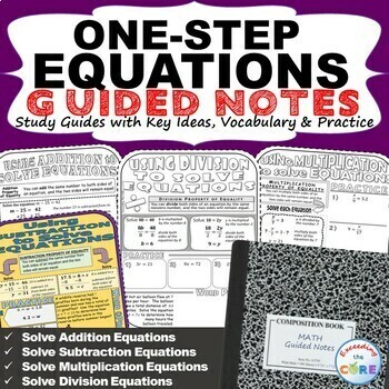 ONE-STEP EQUATIONS Doodle Math Interactive Notebooks (Guided Notes)