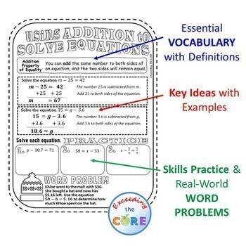 ONE-STEP EQUATIONS Doodle Math Interactive Notebooks (Guided Notes)