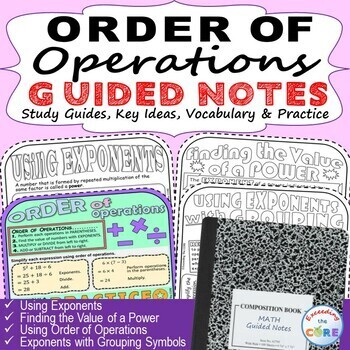 ORDER OF OPERATIONS / EXPONENTS Doodle Math Interactive Notebooks (Guided Notes)