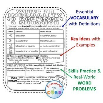 WRITE AND GRAPH INEQUALITIES Doodle Math Interactive Notebooks (Guided Notes)