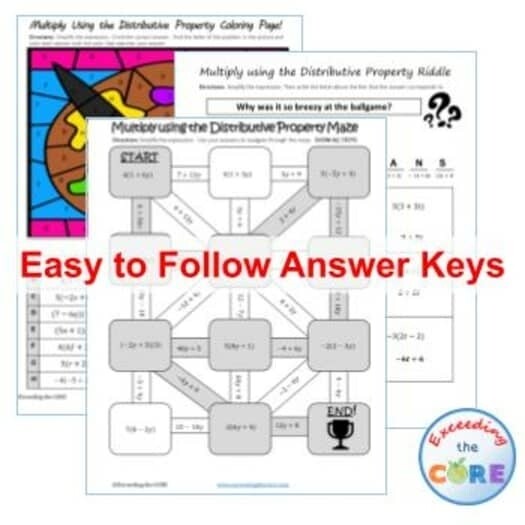 MULTIPLY USING DISTRIBUTIVE PROPERTY Maze, Riddle, Coloring Page