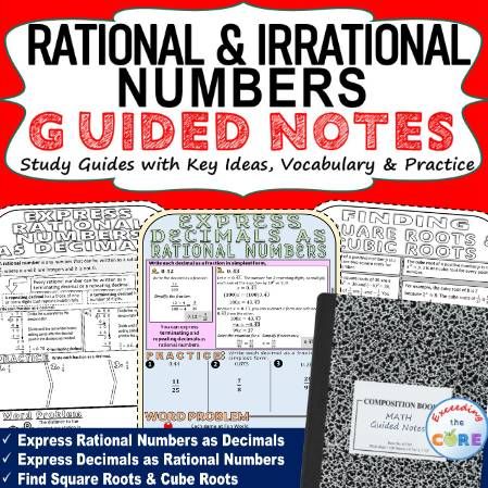 RATIONAL &amp; IRRATIONAL NUMBERS Doodle Math Notebooks (Guided Notes)