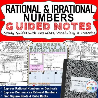RATIONAL &amp; IRRATIONAL NUMBERS Doodle Math Notebooks (Guided Notes)