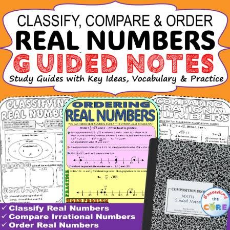 CLASSIFY, COMPARE, AND ORDER REAL NUMBERS Doodle Math Notebooks (Guided Notes)