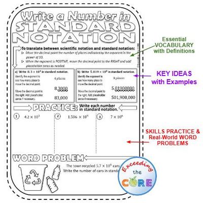 SCIENTIFIC NOTATION FOR LARGE QUANTITIES Doodle Math Notebooks (Guided Notes)