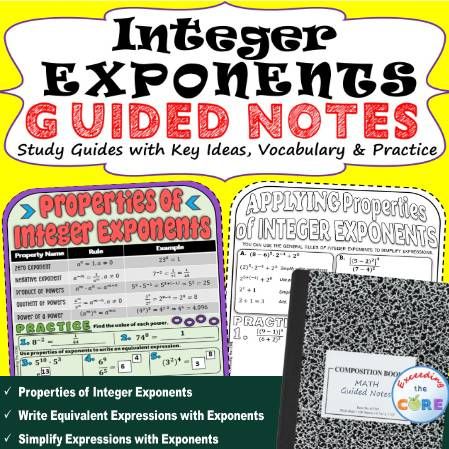 INTEGER EXPONENTS Doodle Math Notebooks (Guided Notes)