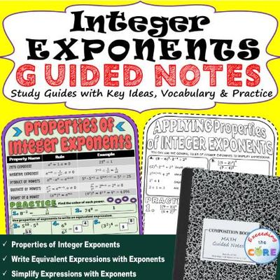 INTEGER EXPONENTS Doodle Math Notebooks (Guided Notes)