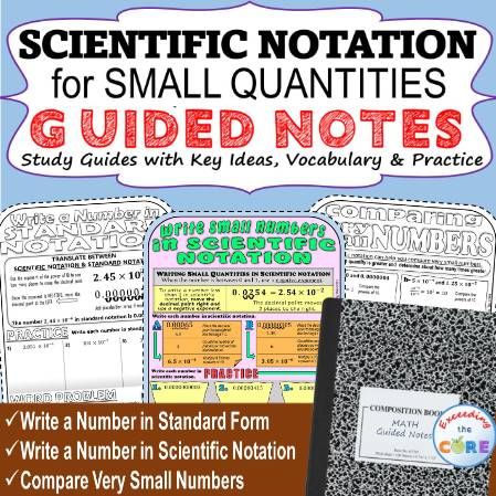 SCIENTIFIC NOTATION FOR SMALL QUANTITIES Doodle Math Notebooks (Guided Notes)