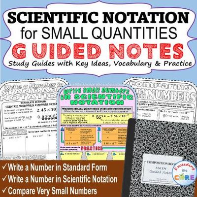 SCIENTIFIC NOTATION FOR SMALL QUANTITIES Doodle Math Notebooks (Guided Notes)