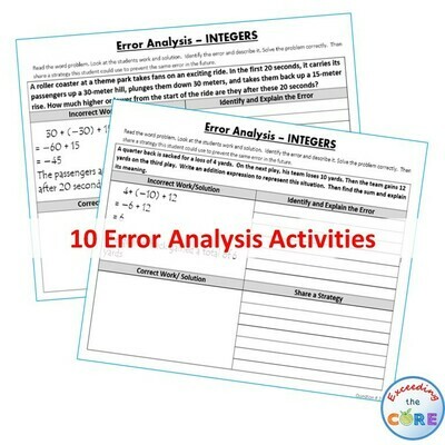 INTEGERS Word Problems - Error Analysis (Find the Error)