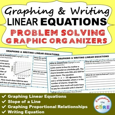 GRAPHING &amp; WRITING LINEAR EQUATIONS Word Problems with Graphic Organizer