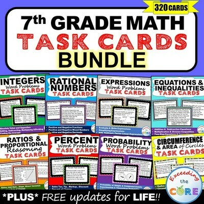 7th Grade Math Common Core WORD PROBLEM TASK CARDS { BUNDLE }