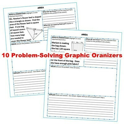 AREA of TRIANGLE, PARALLELOGRAM, TRAPEZOID Word Problems with Graphic Organizer