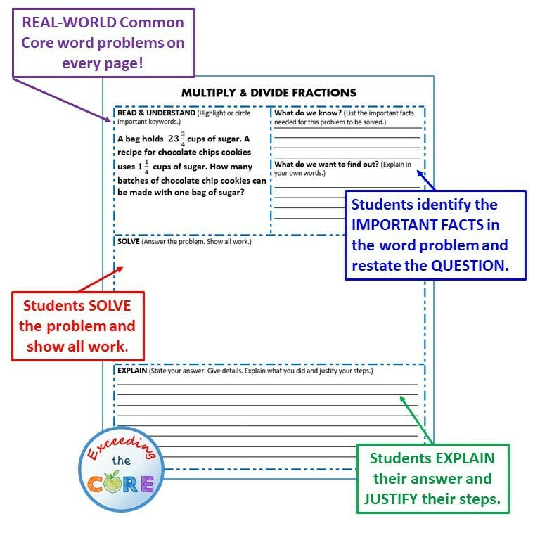 MULTIPLY AND DIVIDE FRACTIONS Word Problems with Graphic Organizer