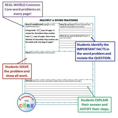 MULTIPLY AND DIVIDE FRACTIONS Word Problems with Graphic Organizer