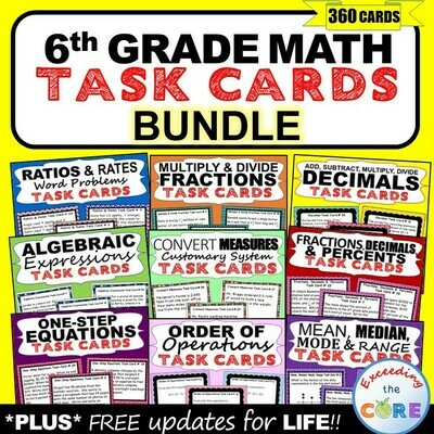 6th Grade Math Common Core WORD PROBLEM TASK CARDS { BUNDLE}