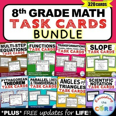 8th Grade Math Common Core WORD PROBLEM TASK CARDS { BUNDLE }