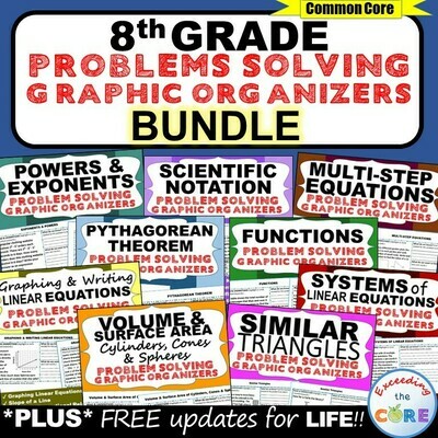8th Grade Math WORD PROBLEMS Graphic Organizer Common Core BUNDLE Back to School