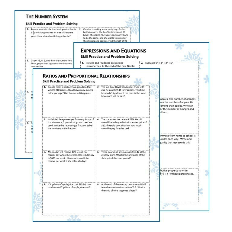 6th Grade MID WINTER February MATH PACKET { COMMON CORE Assessment}
