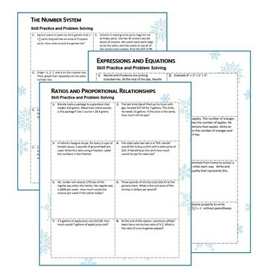 6th Grade MID WINTER February MATH PACKET { COMMON CORE Assessment}