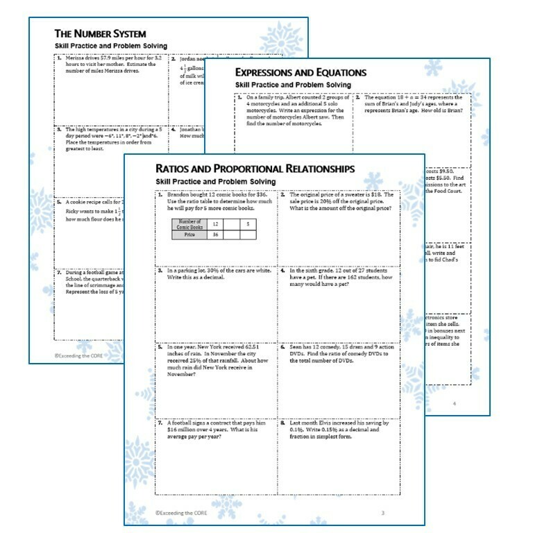 6th Grade WINTER / December MATH PACKET - { COMMON CORE Assessment }
