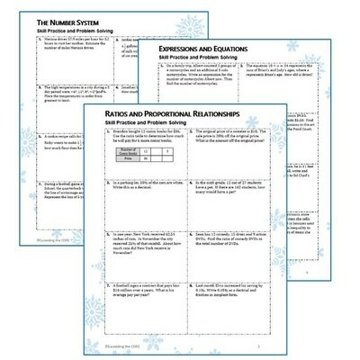 6th Grade WINTER / December MATH PACKET - { COMMON CORE Assessment }