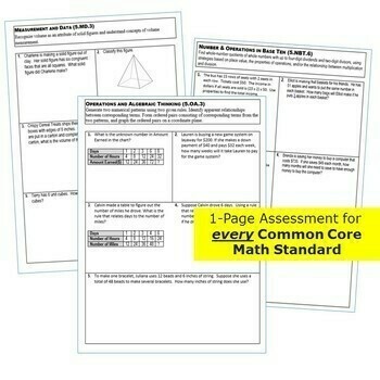 5th Grade Math Standards Based Assessments BUNDLE * All Standards * Common Core