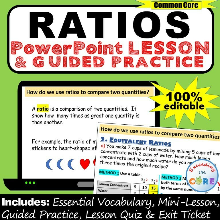 WRITING RATIOS &amp; EQUIVALENT RATIOS PowerPoint Lesson &amp; Guided Practice